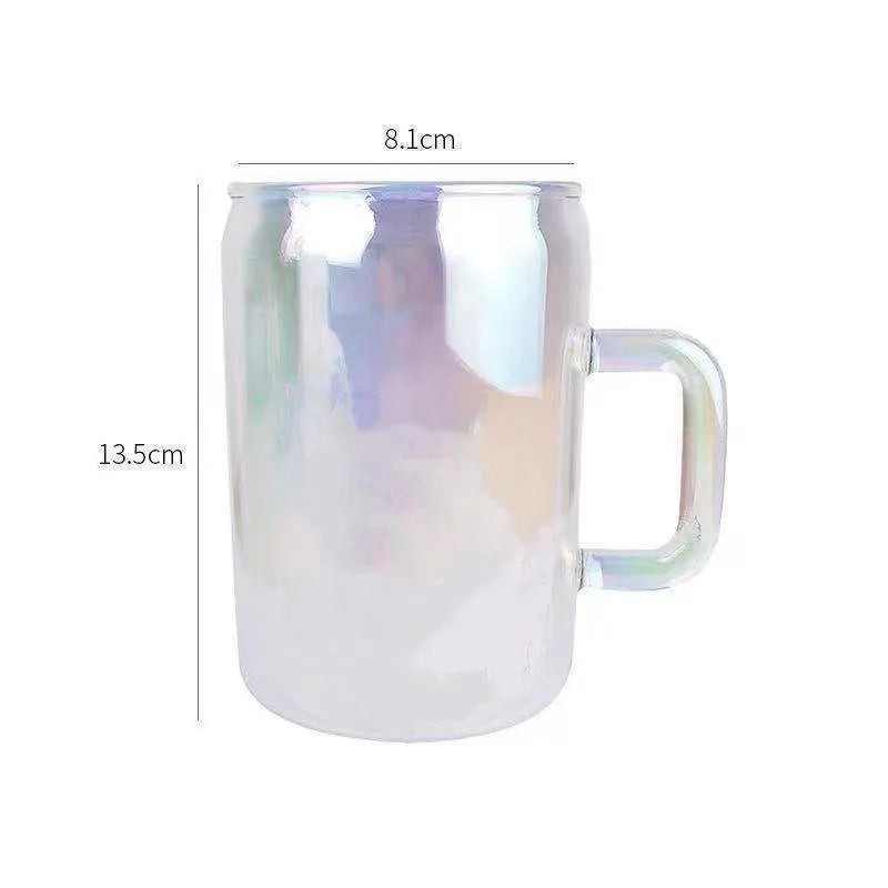 Colorful Large Glass Mug Aurora Borealis Flat Bottom