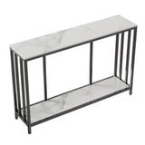 2 Tier Marble Entryway Console Open Shelf Table