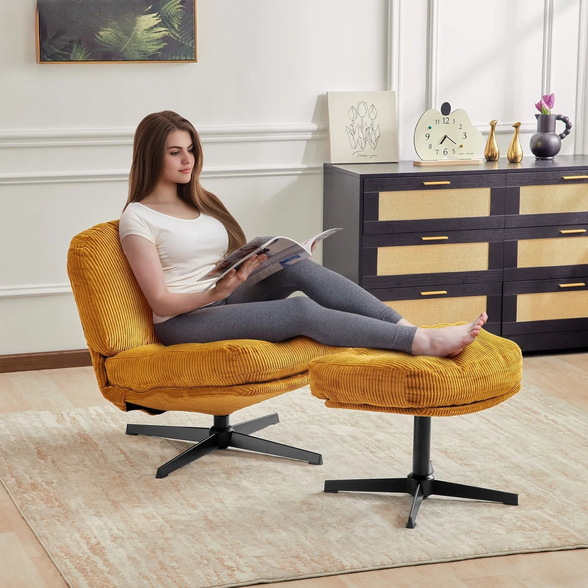 Corduroy 360° Modern Swivel Thickened Cushion Chair