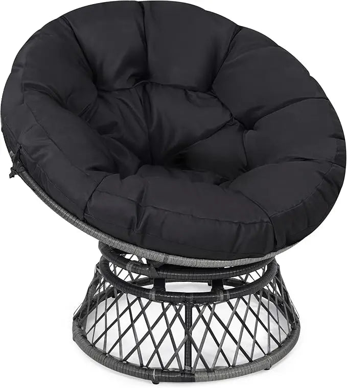 Round 360° Swivel Rattan Thick Cushion Chair
