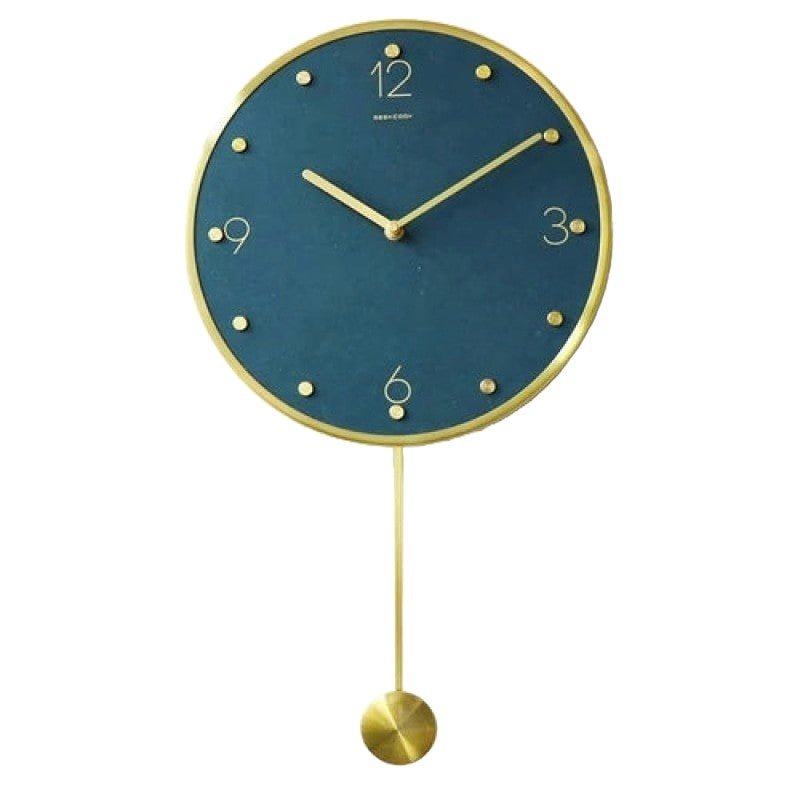 Wall Clock Classic Metallic Nordic Vintage Metal Pendulum