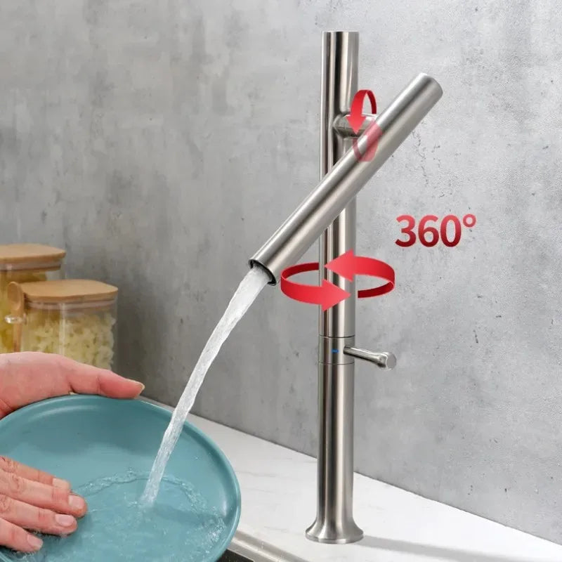Single Handle 360 Rotation Folding Kitchen Faucet