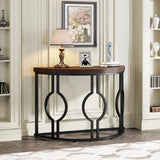 Geometric Base Half Moon Entryway Semi Circle Wood Table