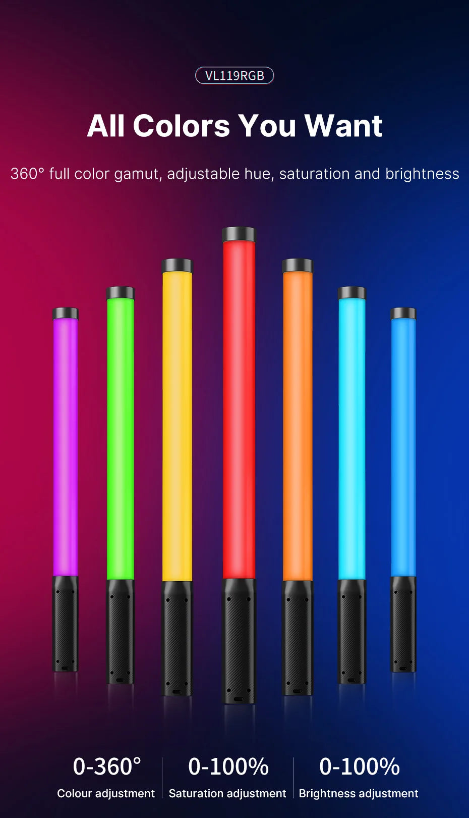 RGB Stick Handheld LED Wand Studio Lamp Light
