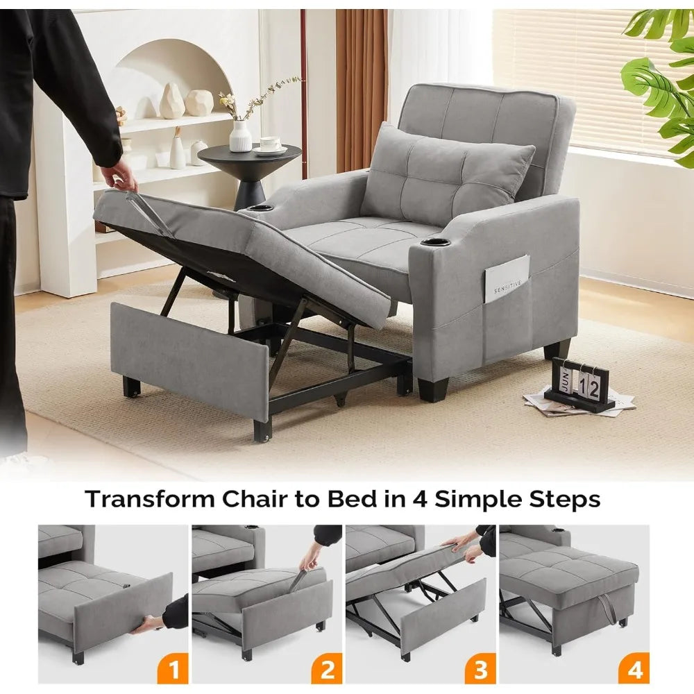 Sleeper 3 in 1 Convertible Bed Adjustable Recliner Sofa
