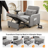 Sleeper 3 in 1 Convertible Bed Adjustable Recliner Sofa