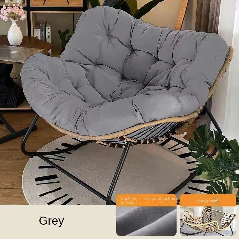 Padded Cushion Rattan Swing Lazy Chair