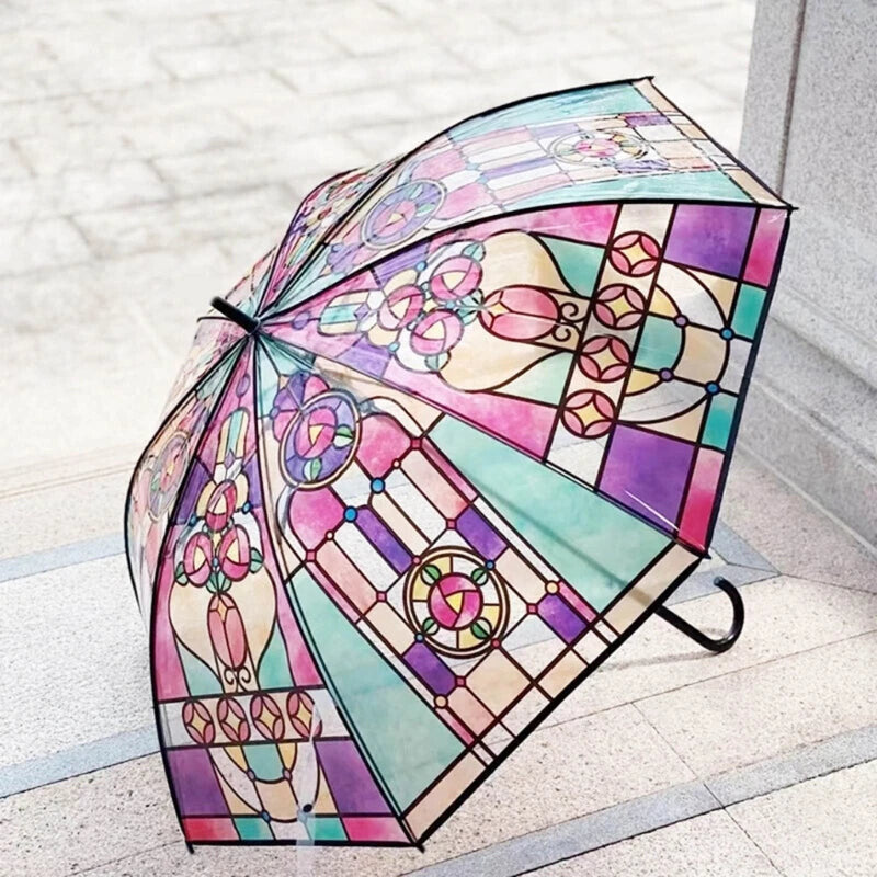 Transparent Umbrella With Colorful Geometric Abstract Design