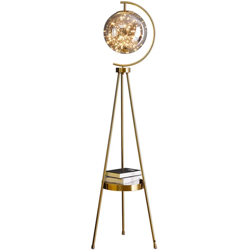 Globe Clear Smoky Glass Round Standing Light