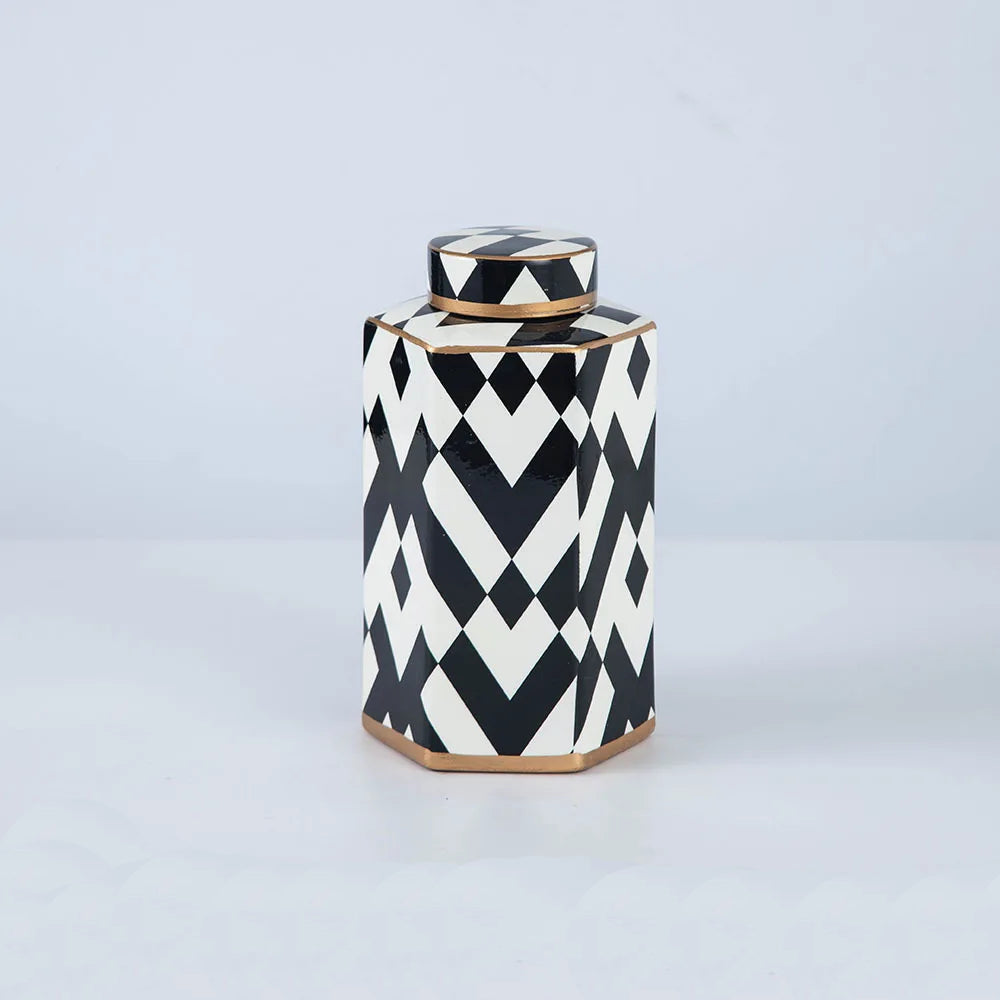 Hexagonal Striped Grid Pot Modern Minimalist Vase
