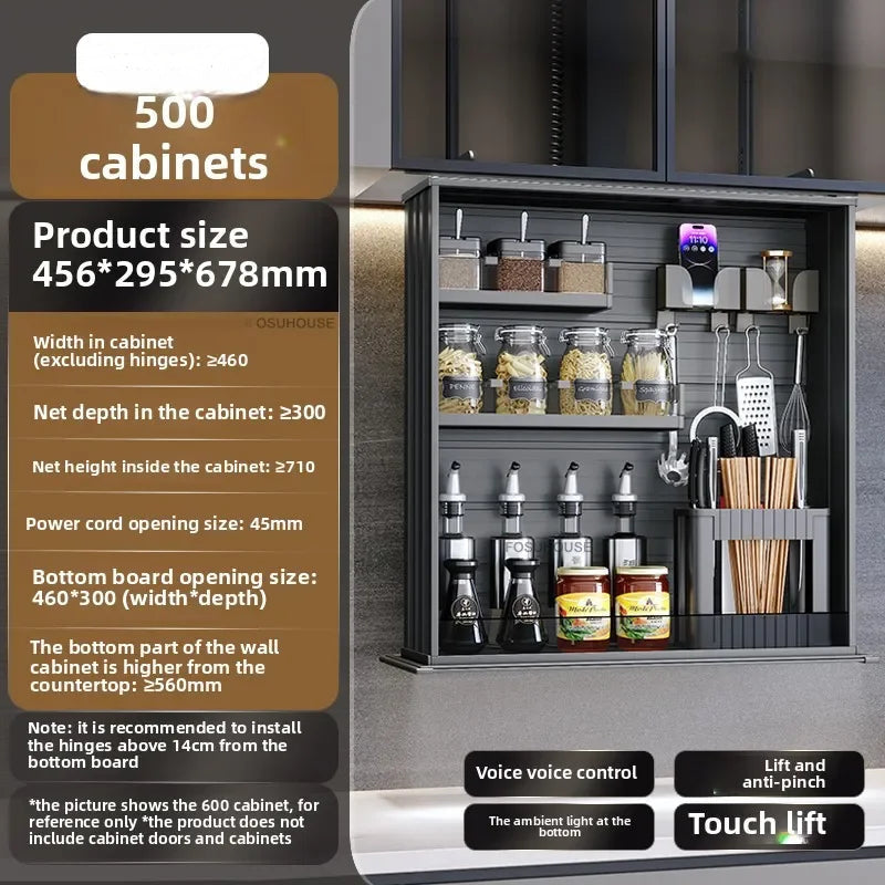 Touch Lift Wall Modern Kitchen Storage Organizer Cabinet