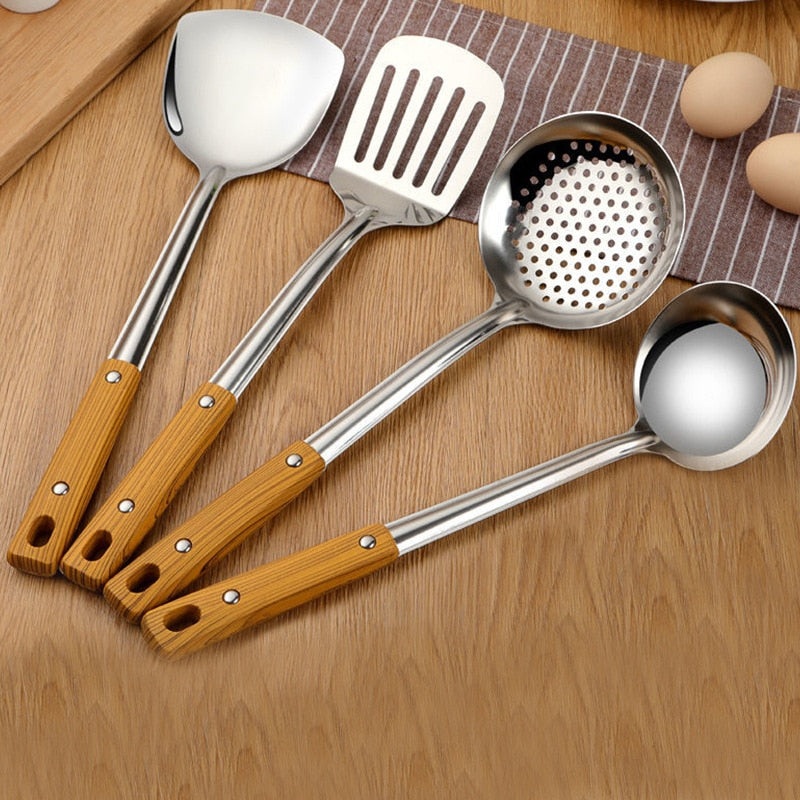 Wood Grain Handle Stainless Steel Kitchen Tool