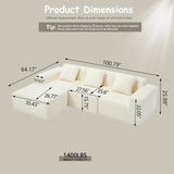 L-Shaped 4-Seater Corner Sofa, Deep Seat Design