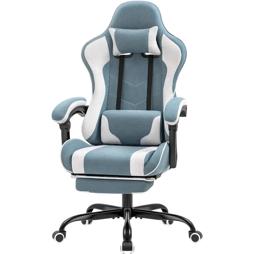 Gaming Footrest Massage Lumbar Support Office Chair