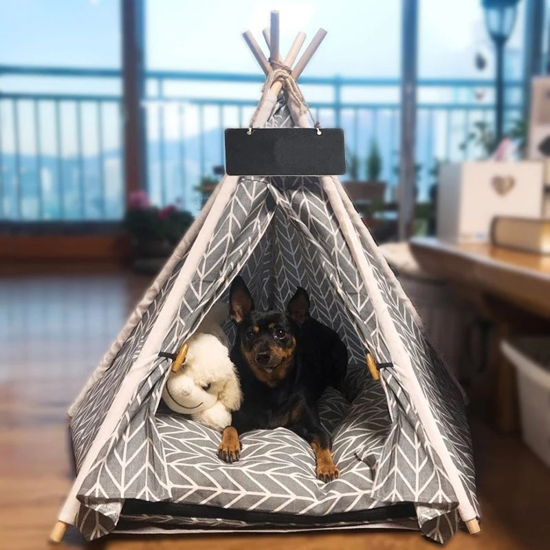 Pet Teepee Tent Washable Portable House with Cushion