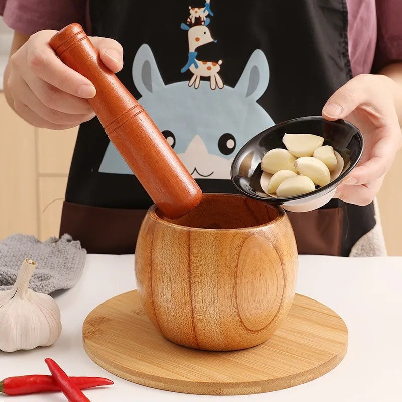 Wooden Bowl Manual Garlic Grinder Garlic Masher
