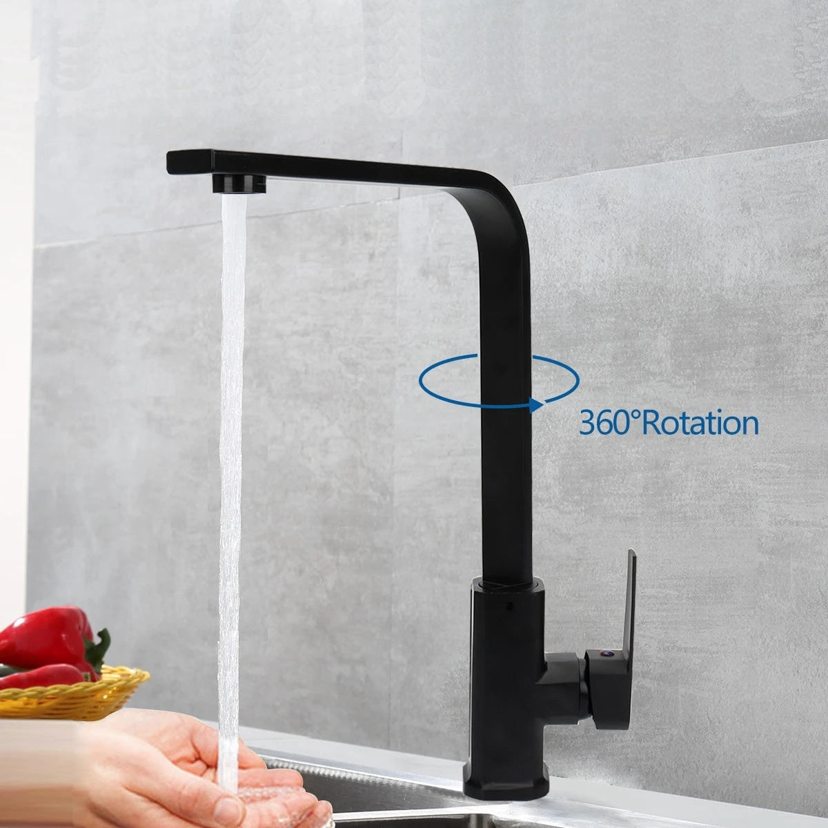 Kitchen 360 Degree Rotating Sink Deck Mounted Faucet