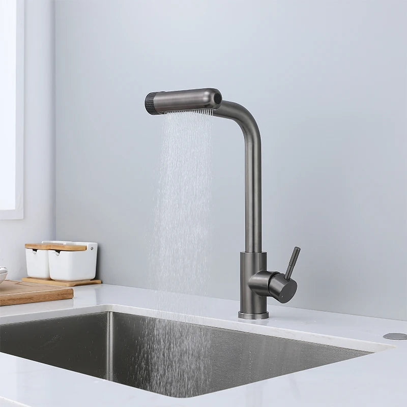 Retractable Pull Out Rotation Stream Sprayer Head Sink Faucet