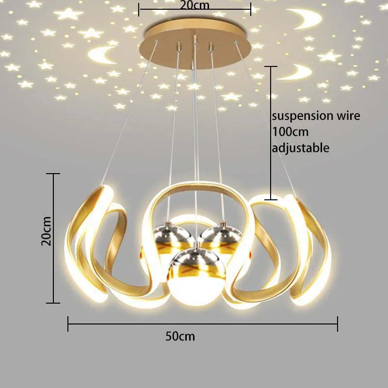 Nordic Abstract LED Bulbs Hanging Pendant Chandelier