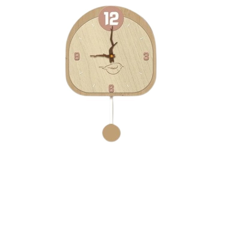 Wooden Wall Clock with Pendulum Modern Quartz Mechanism