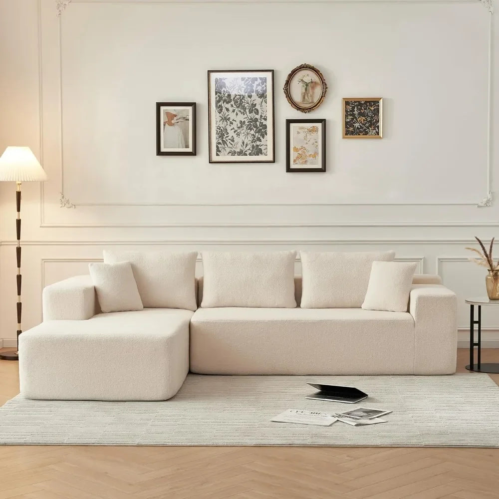 5-Seater Modular Sectional Couch in Sherpa Fabric