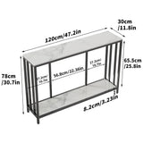 2 Tier Marble Entryway Console Open Shelf Table