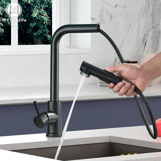Pull Out Sprayer Nozzle Tap Deck Kitchen Sink Faucet