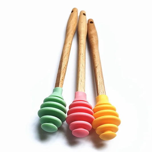 Silicone Stirrer with Wooden Handle for Mixing