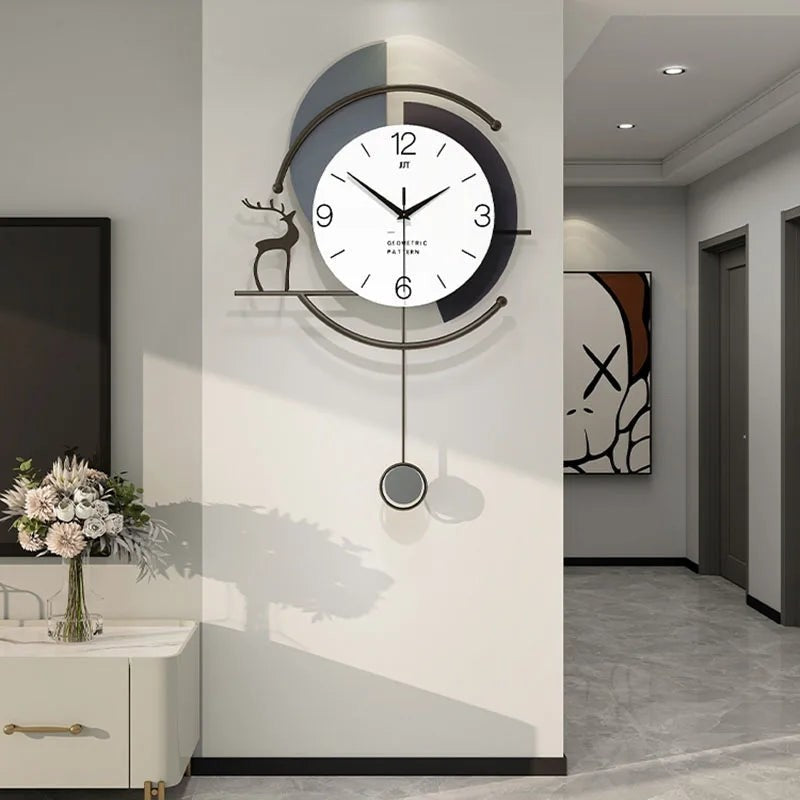 Minimalist Metal Wall Clock with Aesthetic Pendulum