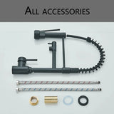 Kitchen Pull Down Dual Spout 360 Rotation Deck Mounted Faucet