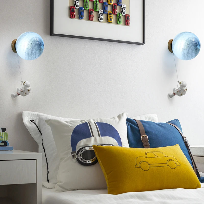 Moon Minimalist Beside Astronaut  Wall Lamp
