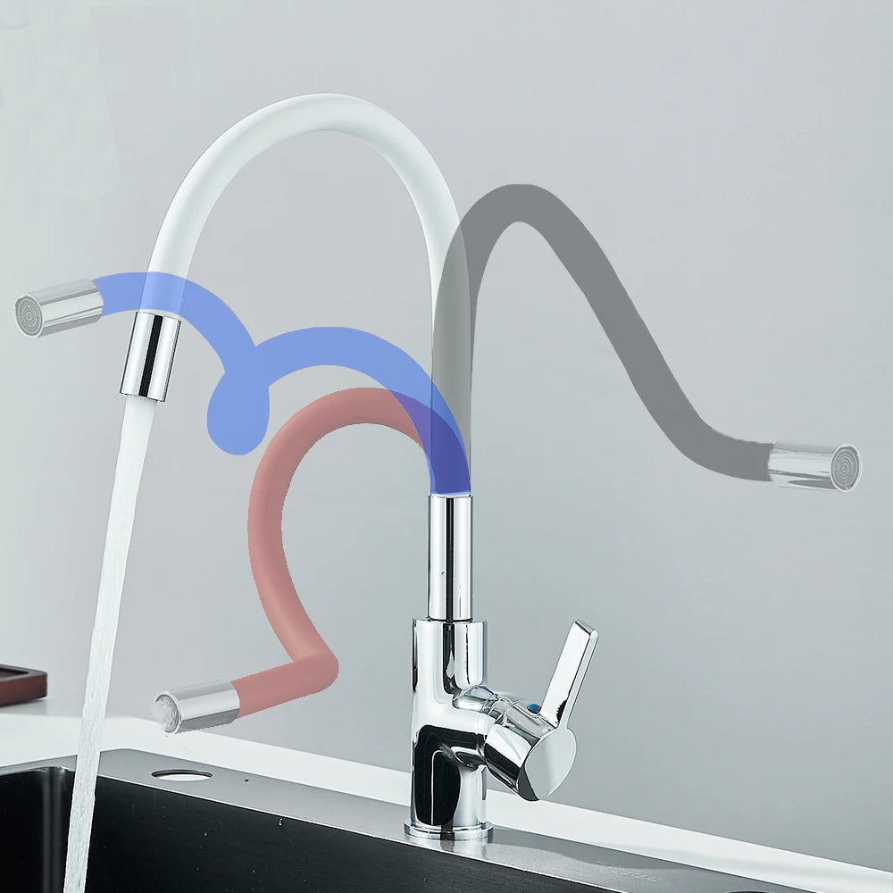 Silica Gel Rotating Deck Mount Kitchen Sink Faucet