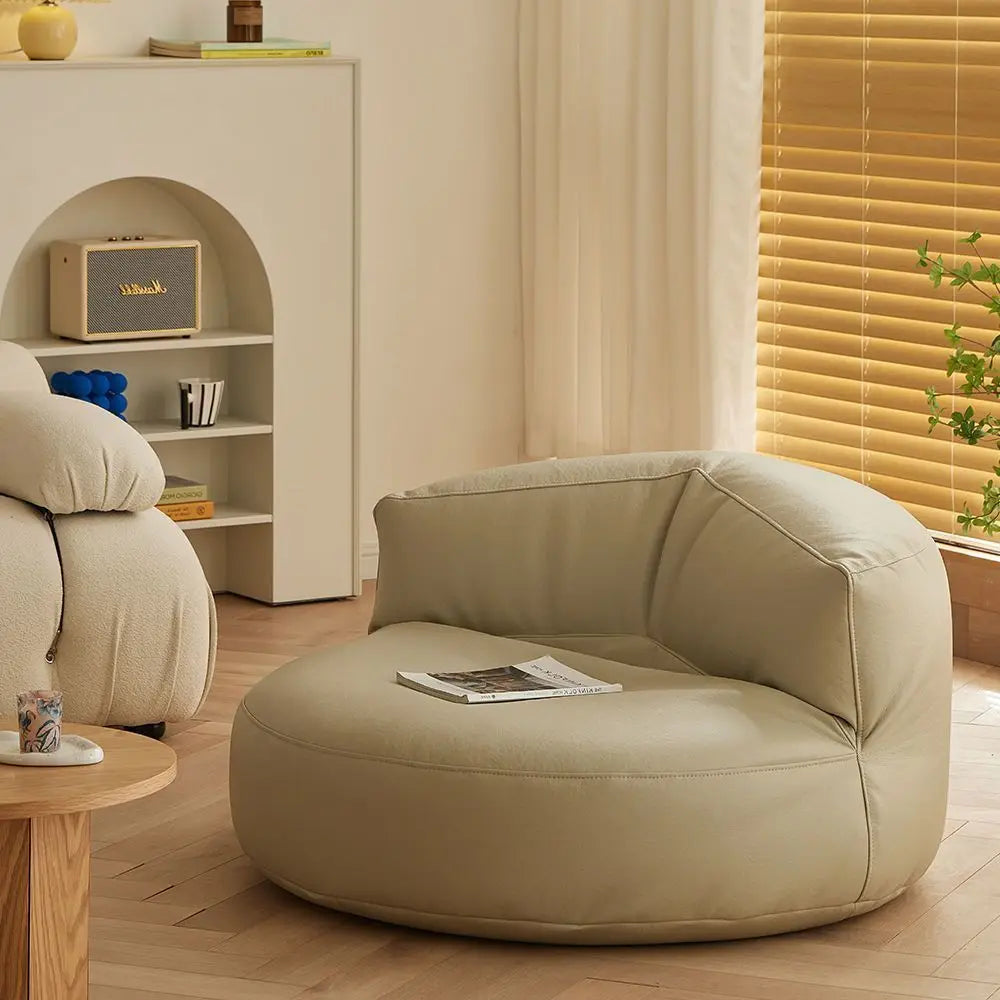 PU Leather Bean Bag Filling Round Lazy Floor Sofa