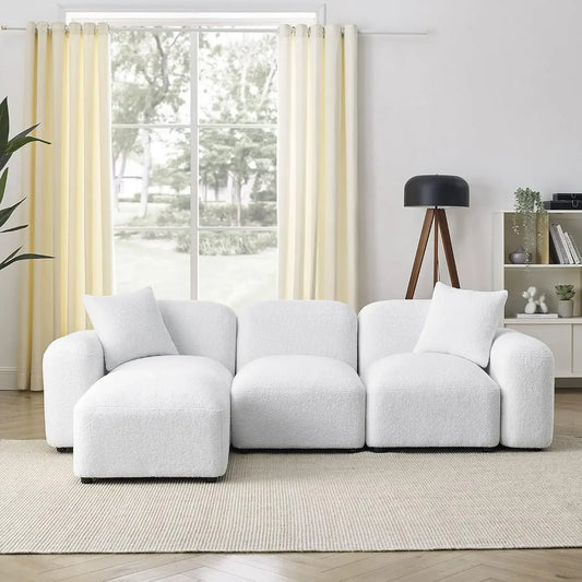 Convertible L Shaped Modern Comfortable Pillows Sofa