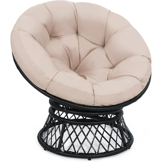 Round 360° Swivel Rattan Thick Cushion Chair