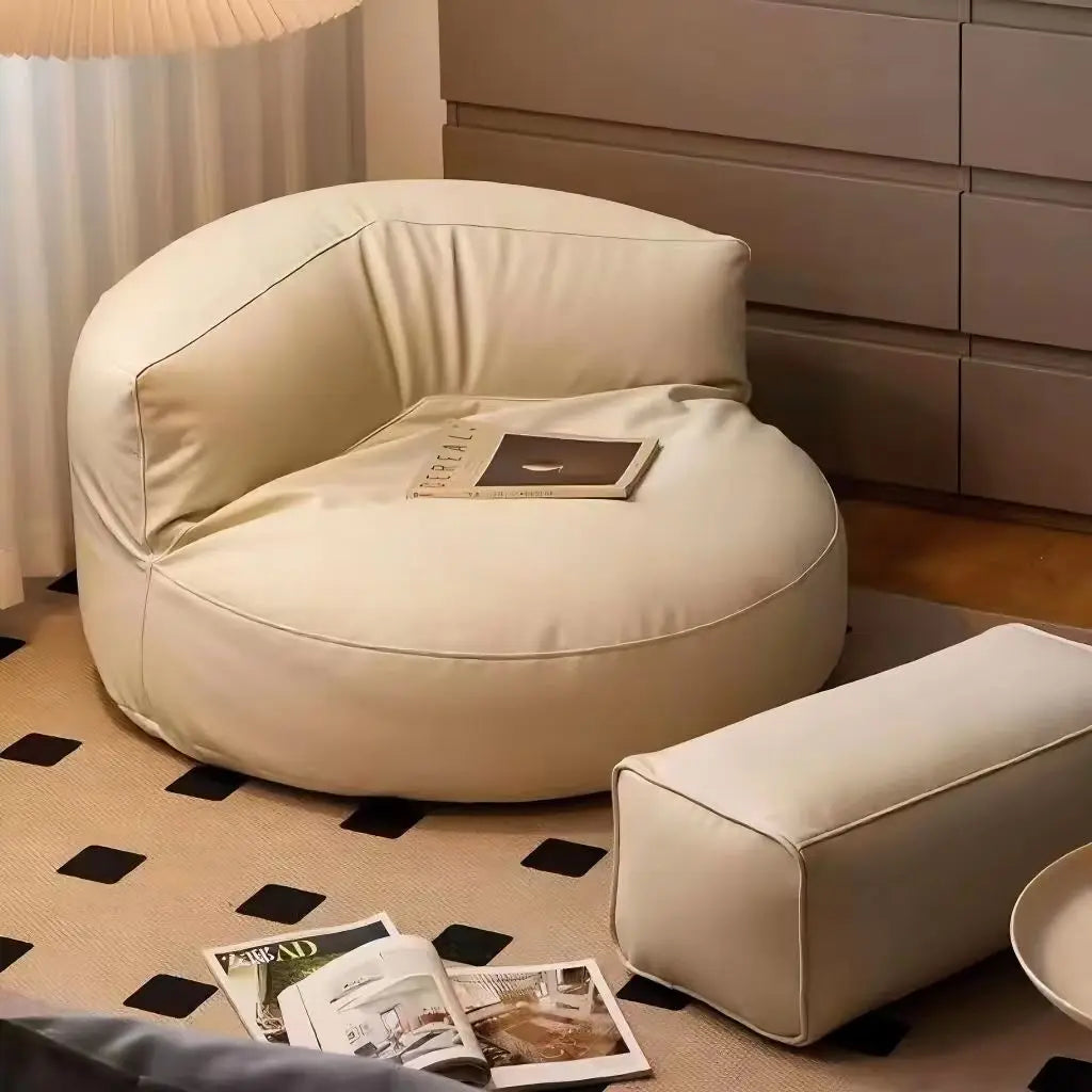 PU Leather Bean Bag Filling Round Lazy Floor Sofa