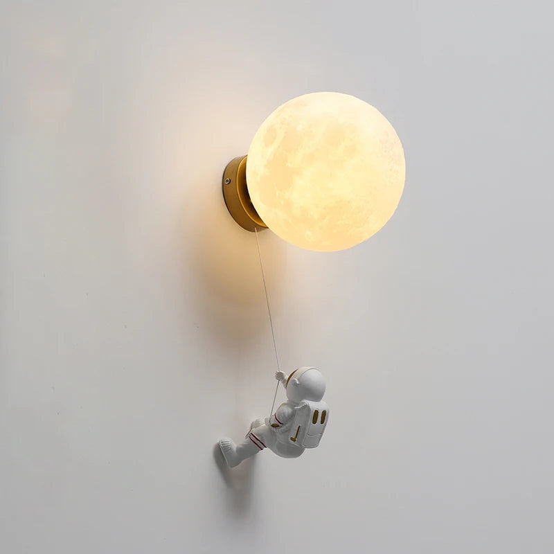 Moon Minimalist Beside Astronaut  Wall Lamp