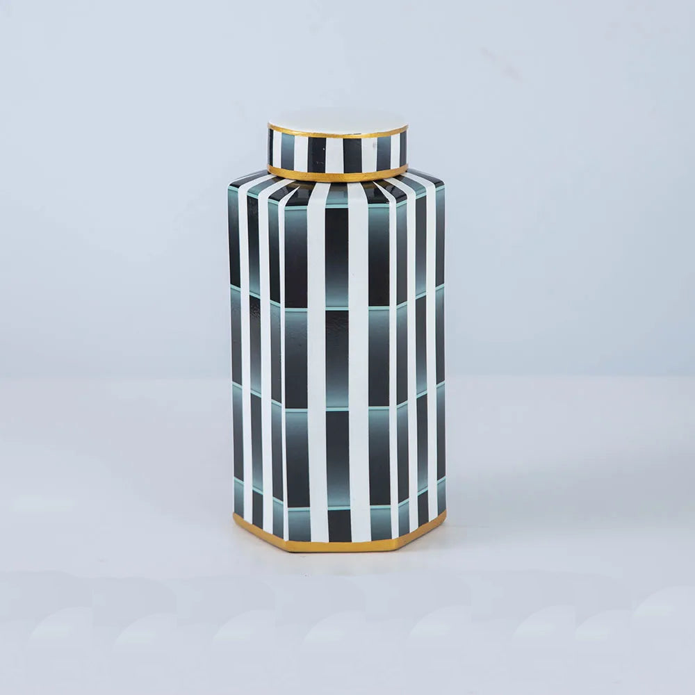 Hexagonal Striped Grid Pot Modern Minimalist Vase