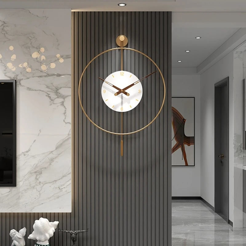 Nordic Luxury Wall Clock Minimalist with Modern Pendulum