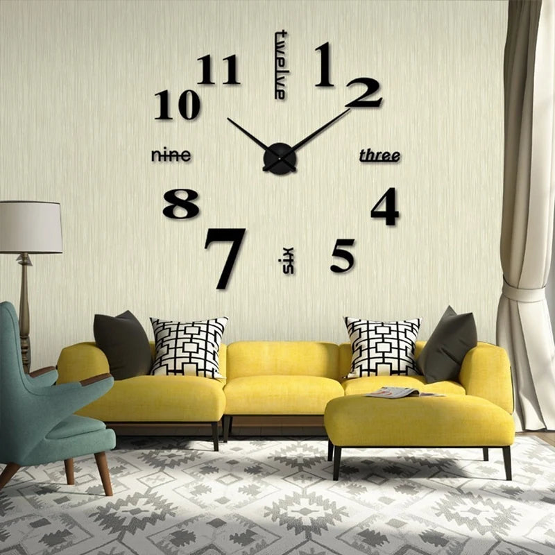 3D DIY Modern Large Acrylic Decor Numbers Wall Clock