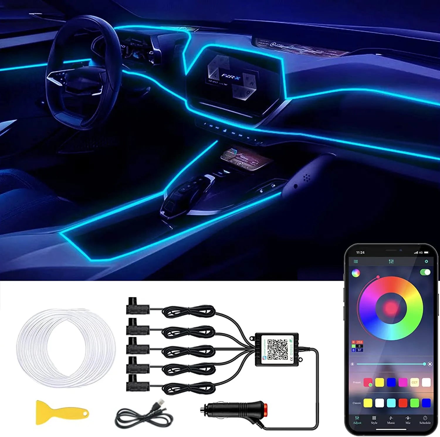 Neon Interior LED Lights for Car Decorative RGB