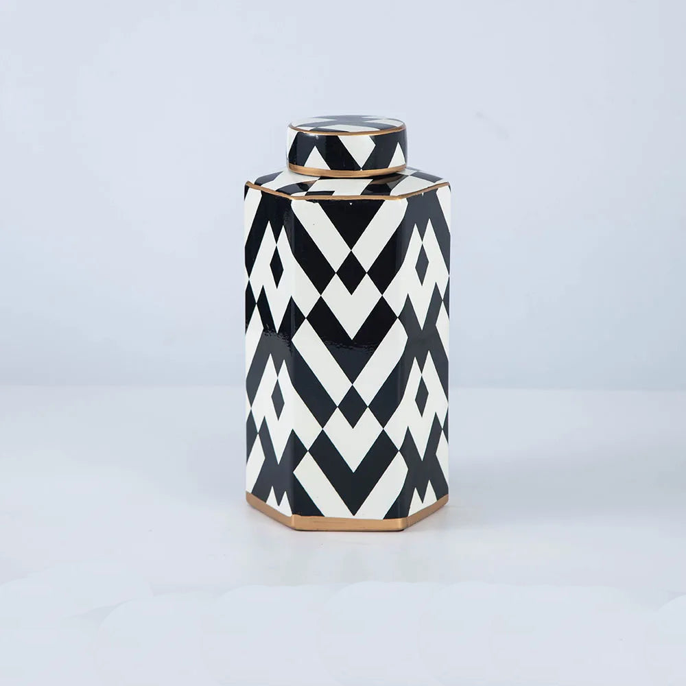 Hexagonal Striped Grid Pot Modern Minimalist Vase