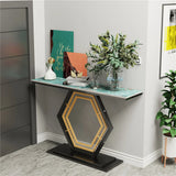 Marble Solid Geometric Base Sofa Side Entryway Table