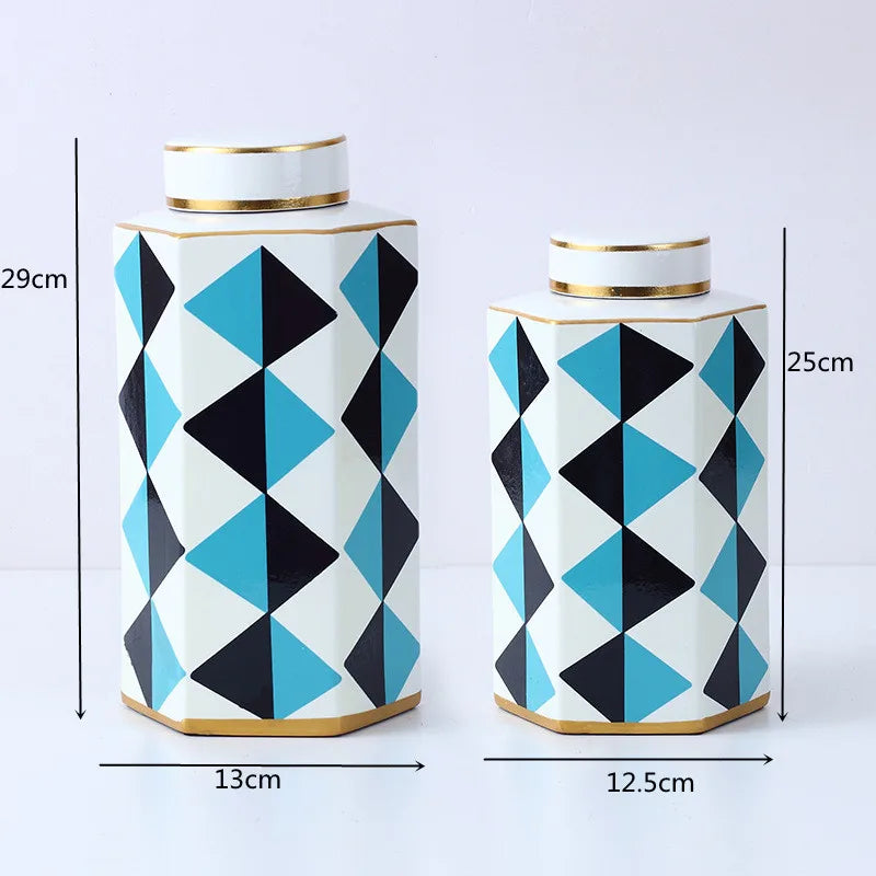 Hexagonal Striped Grid Pot Modern Minimalist Vase