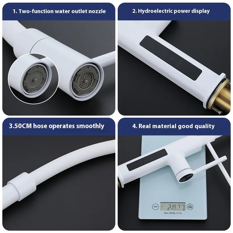 LED Panel Deck Mounted Flexible Hose Sink Kitchen Faucet