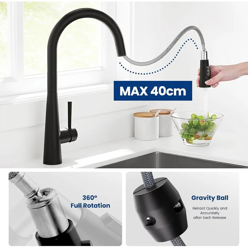 360° Rotation Sprayer Extendable 3 Jet Kitchen Faucet