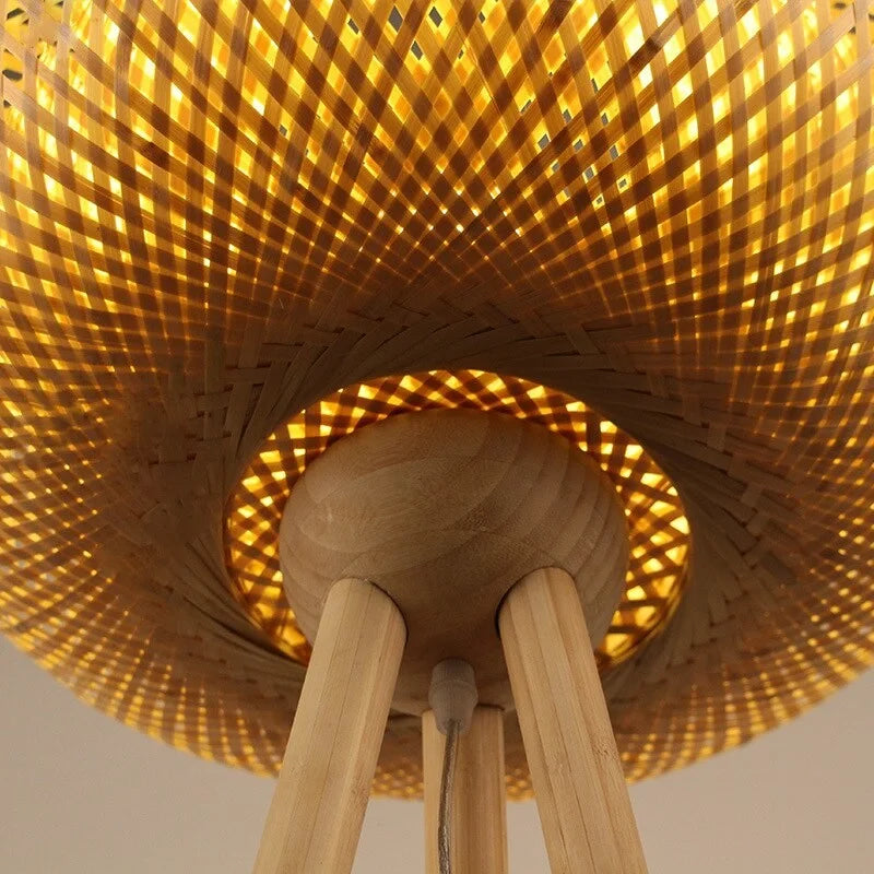 Handmade Bamboo Rattan Tripod Led Floor Lamps