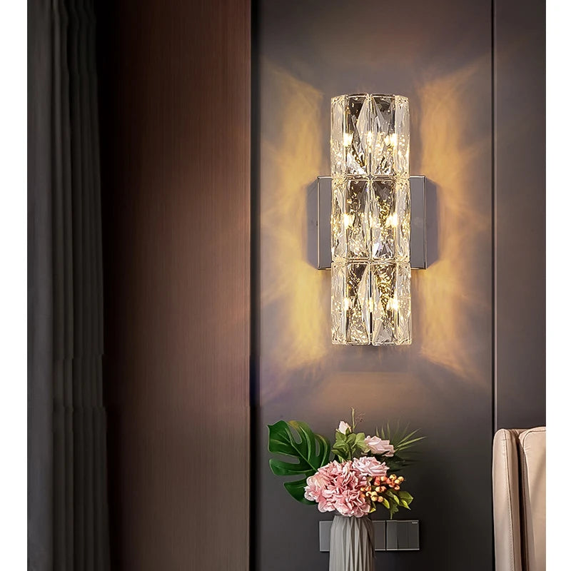 Long Luxury Crystal Modern Wall Lamp