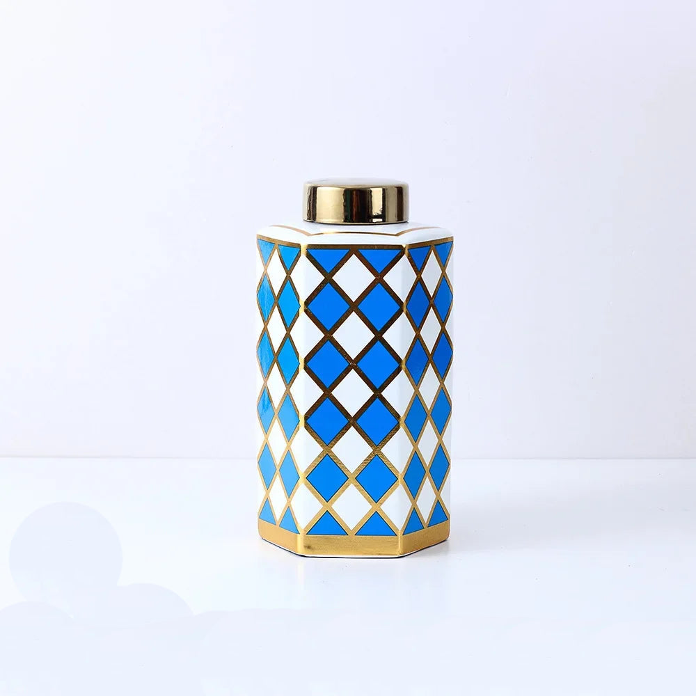 Hexagonal Striped Grid Pot Modern Minimalist Vase