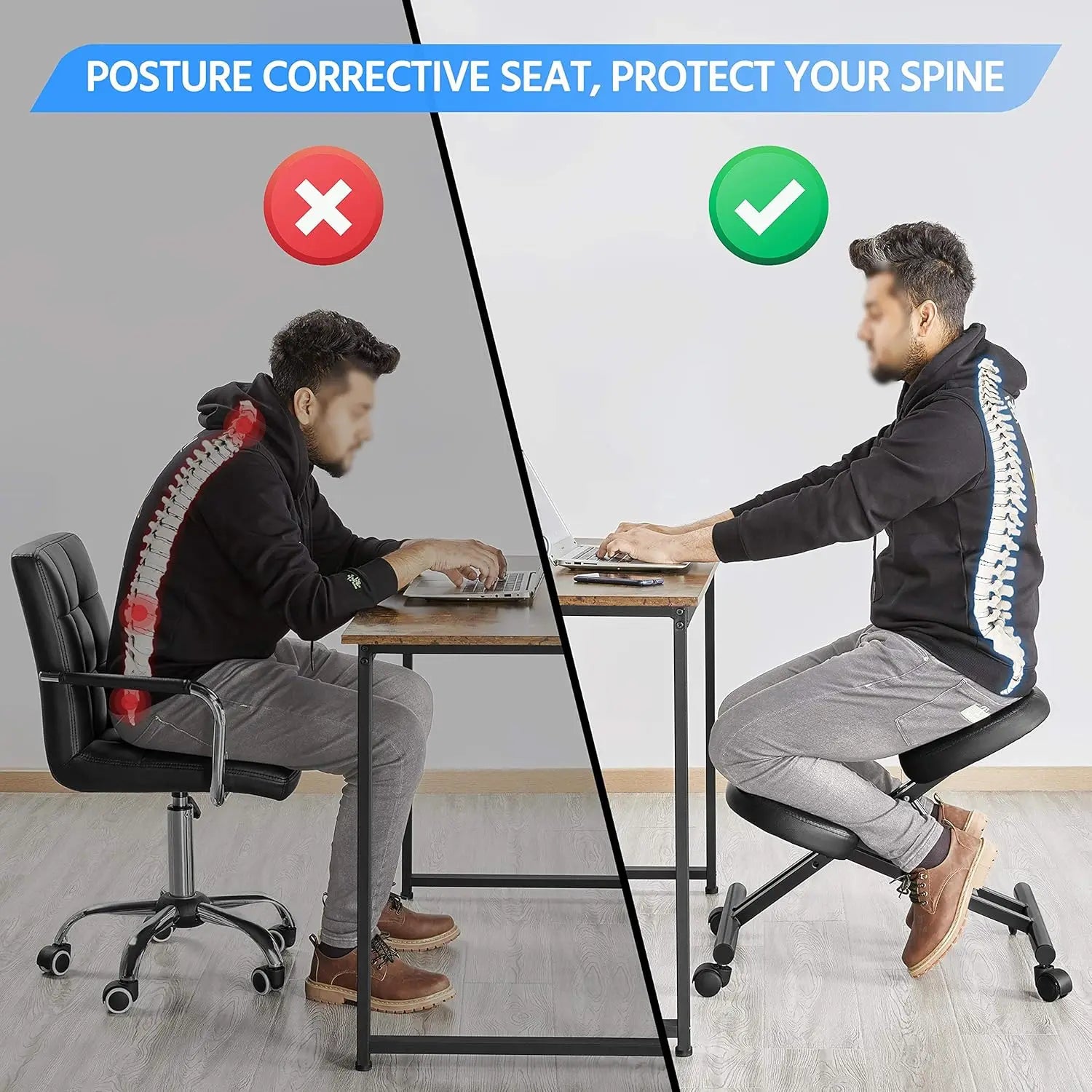 Ergonomic Adjustable Knee Stool Angled Chair